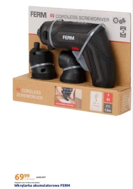 Wkrętarka akumulatorowa FERM 4V 1,5Ah