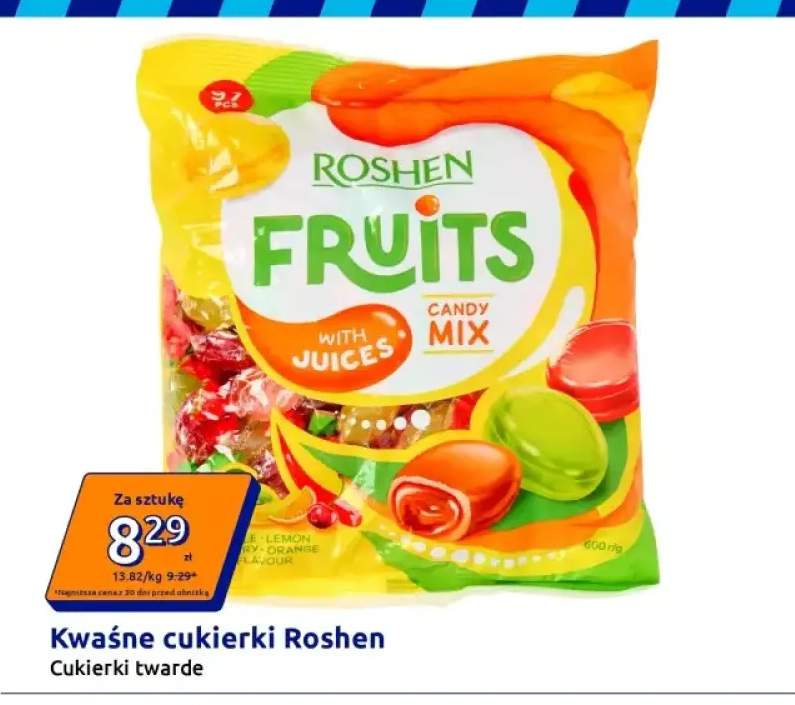 Kwaśne cukierki twarde Roshen Fruits Candy Mix