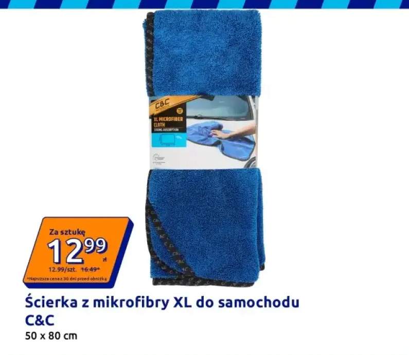 Ścierka z mikrofibry XL do samochodu C&C 50x80cm