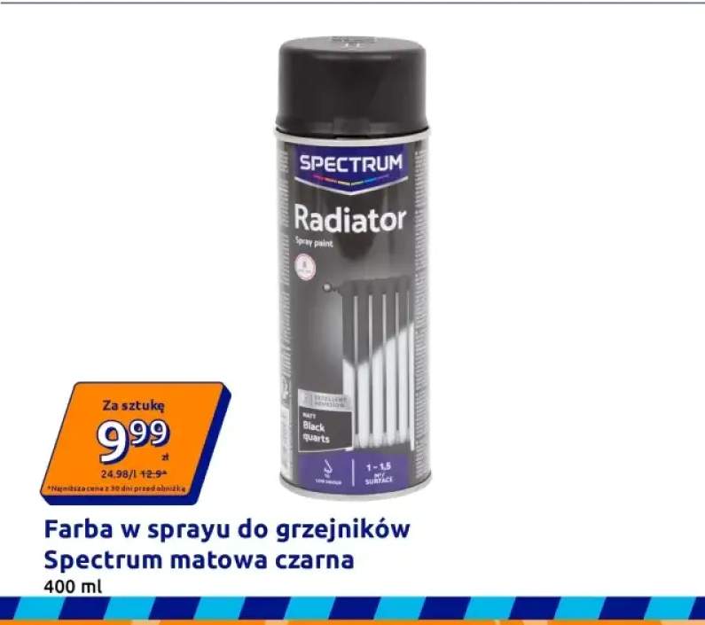 Farba w sprayu do grzejników Spectrum matowa czarna