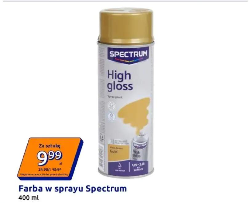 Farba w sprayu Spectrum High gloss Gold