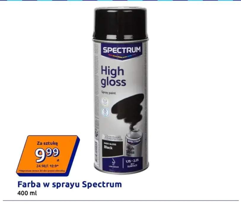 Farba w sprayu Spectrum High gloss Black