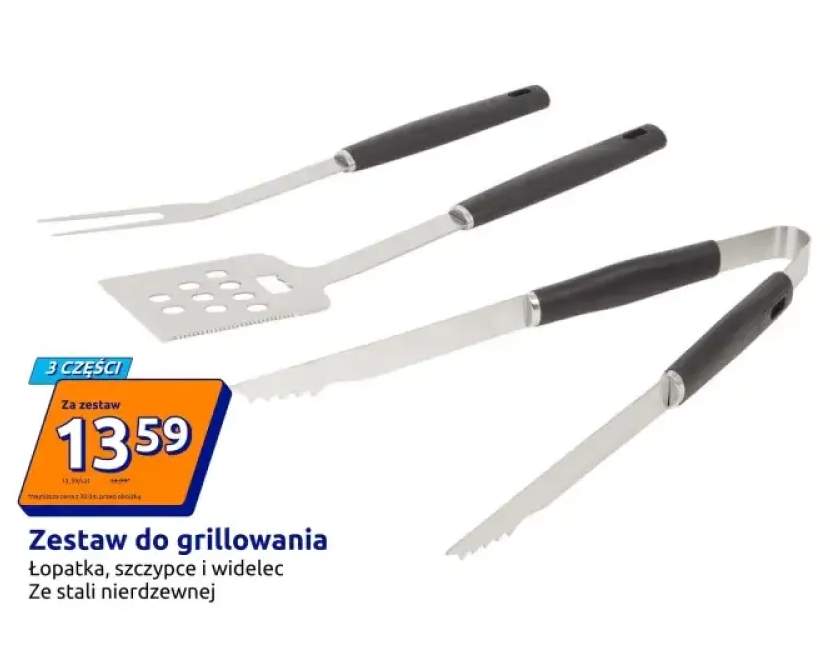 Zestaw do grillowania łopatka, szczypce i widelec ze stali nierdzewnej