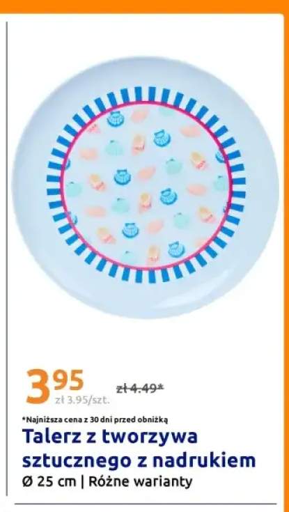 Talerz z tworzywa sztucznego z nadrukiem Ø 25 cm