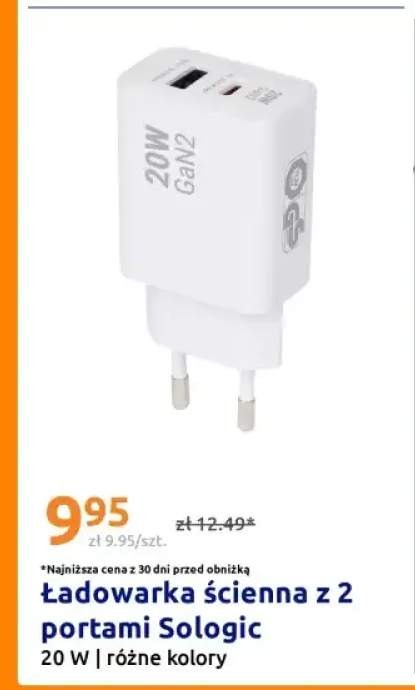 Ładowarka ścienna z 2 portami Sologic 20W