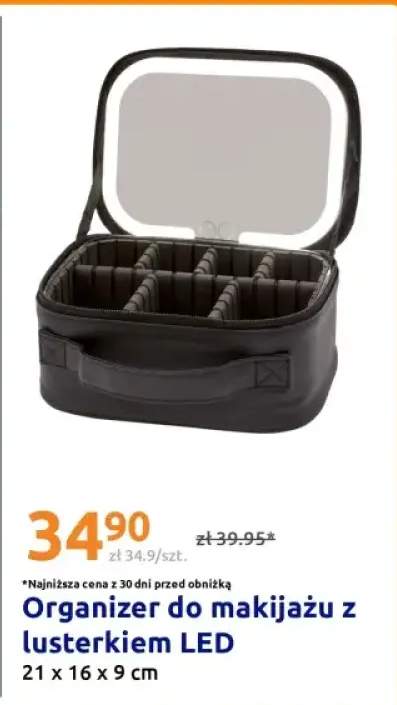 Organizer do makijażu z lusterkiem LED 21x16x9 cm