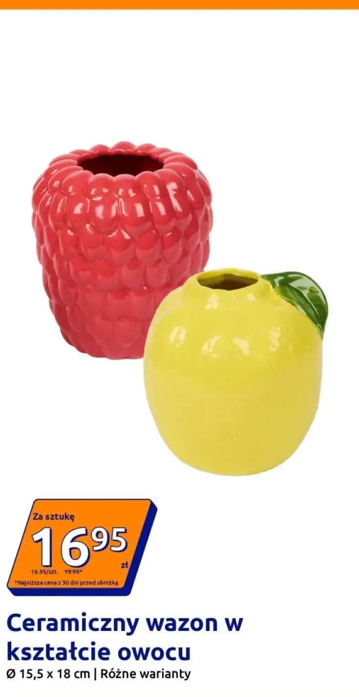 Ceramiczny wazon w kształcie owocu Ø15,5x18 cm