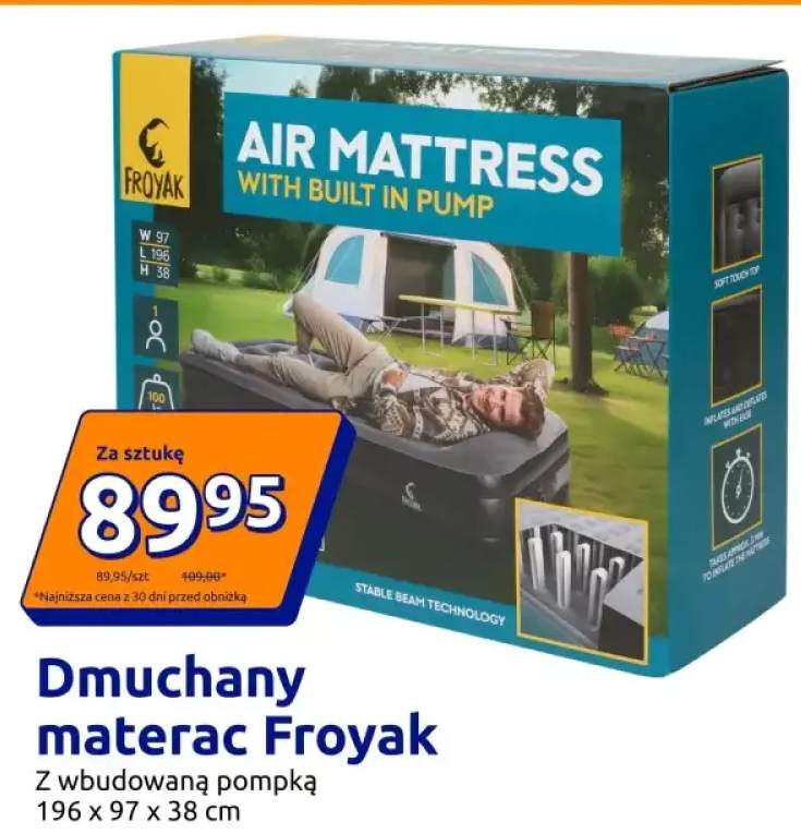Dmuchany materac Froyak z wbudowaną pompką