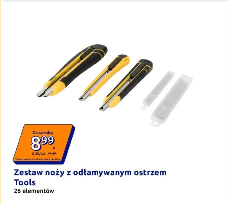 Zestaw noży z odłamywanym ostrzem Tools