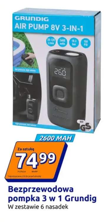 Bezprzewodowa pompka 3 w 1 Grundig