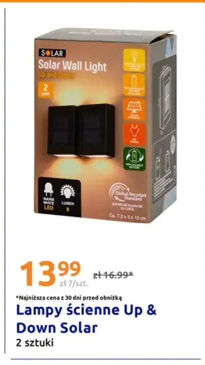 Lampy ścienne Up & Down Solar 2-pak