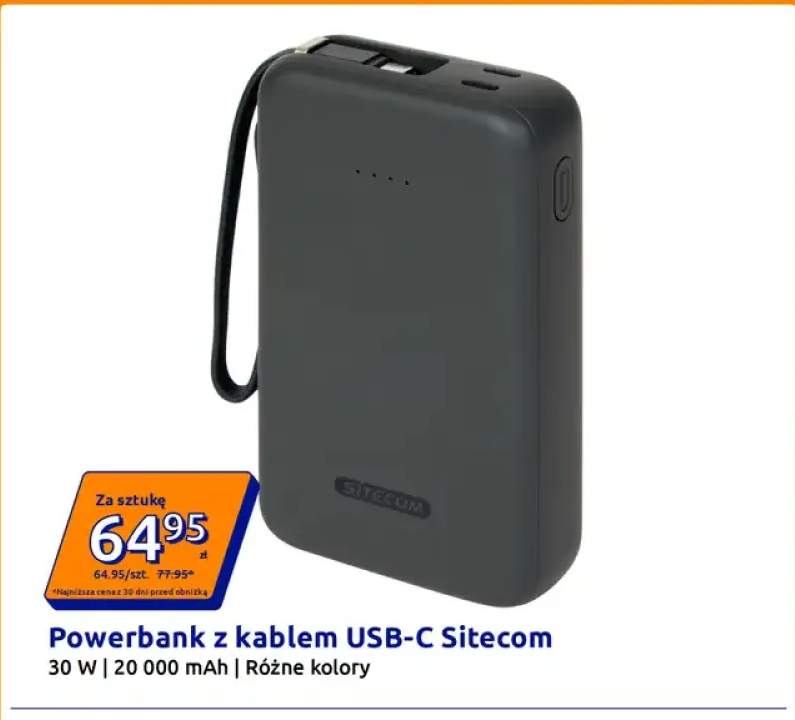 Powerbank z kablem USB-C Sitecom