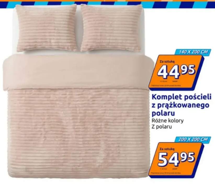Komplet pościeli z prążkowanego polaru 200x200 cm +1 wariant