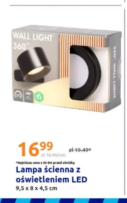 Lampa ścienna z oświetleniem LED 9,5x8x4,5 cm