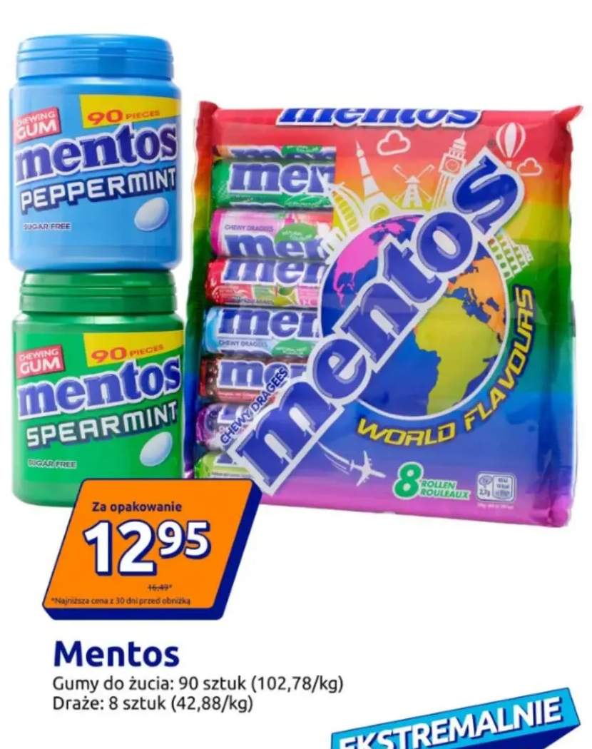 Gumy do żucia Spearmint Mentos +2 warianty